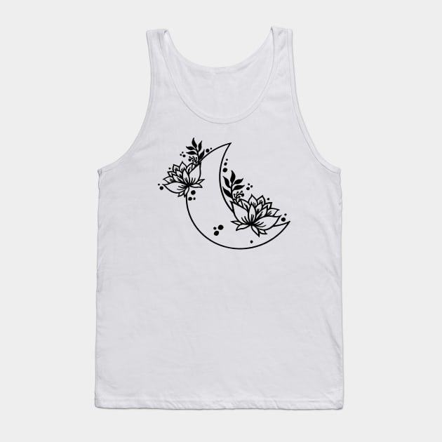 Flower Moon Art T-Shirt Tank Top by OgogoPrintStudio